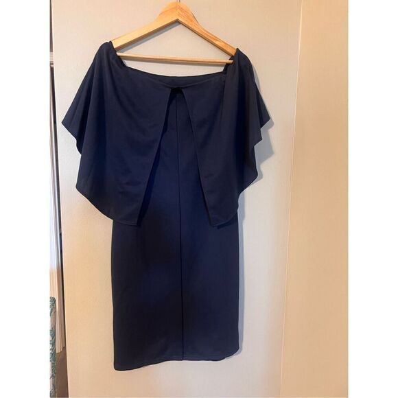 Grace Karin L Off Shoulder Batwing Cape Knee Length Dress Blue Cocktail Party - Picture 8 of 10
